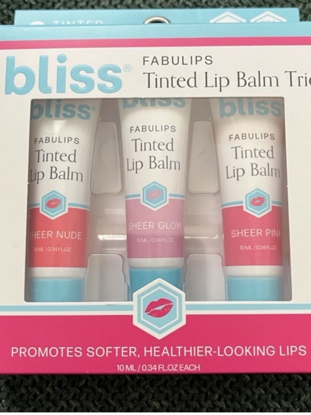 Bliss Tinted Lip Balm Trio - Pink, Cream & Blue Accents
